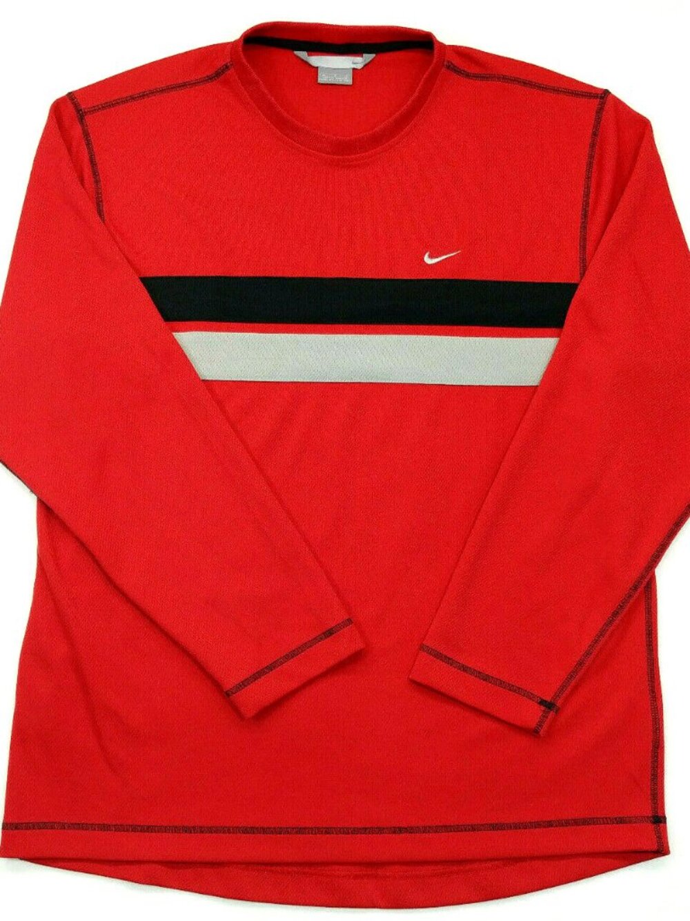 Nike Pullover Red Long Sleeve Performance Athletic Activewear Shirt Mens L